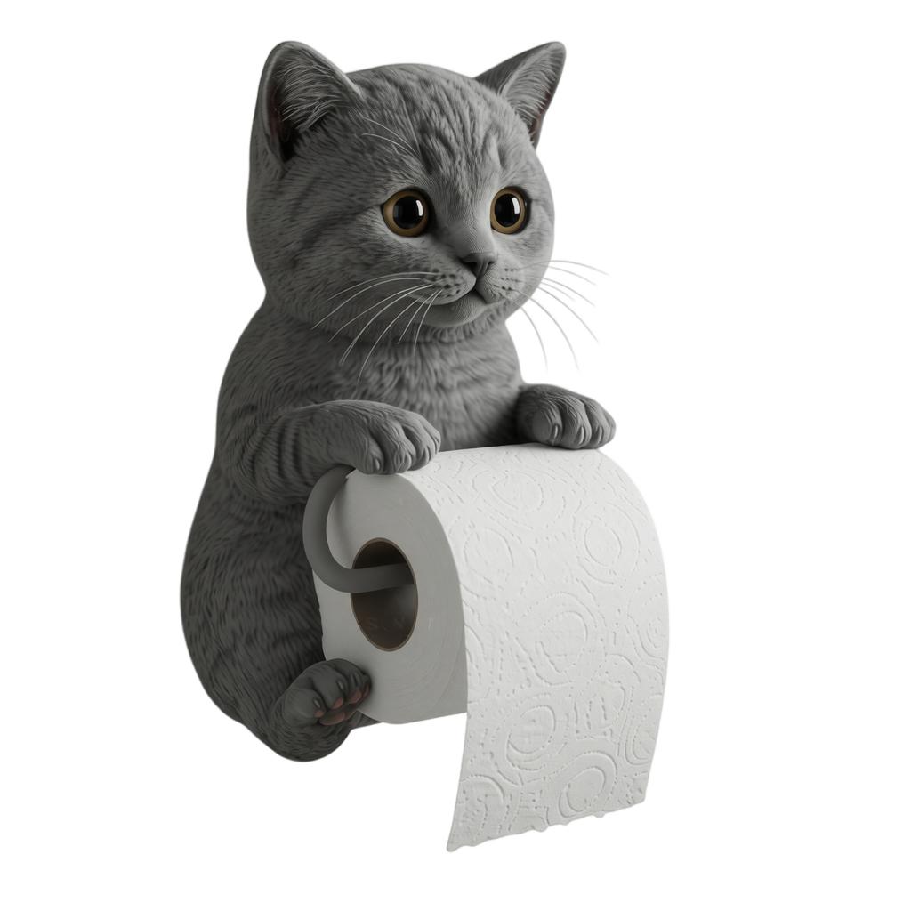 Harz Katze Toilettenpapierhalter Wandmontiert Badezimmer Tissue Spender Dekorative Hängeornament Kreatives Tierdesign für Zuhause
