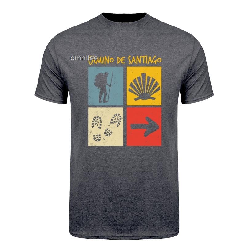 Buen Camino De Santiago St James Way Pilgrim Hiking Spain Tshirt Oneck Cotton Short Sleeve T Shirts Tops Hj116