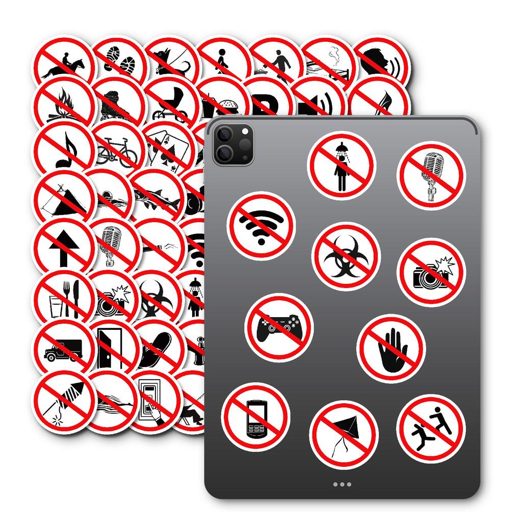New 50 Prohibited Logo Stickers Creative Fun Waterproof Stickers