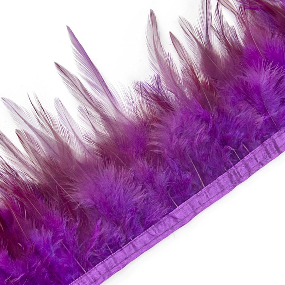 1 Meter Colorful Chicken Feather Tassel Decorated On Tape Chicken Feather With Sewing Fly Dress Lace Decoration