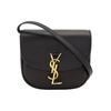 Ysl Kaia Logotipo Dourado Couro Liso de Bezerro Bolsa Sela Feminina Bolsa de Ombro Preta 619740-BWR0W-1000
