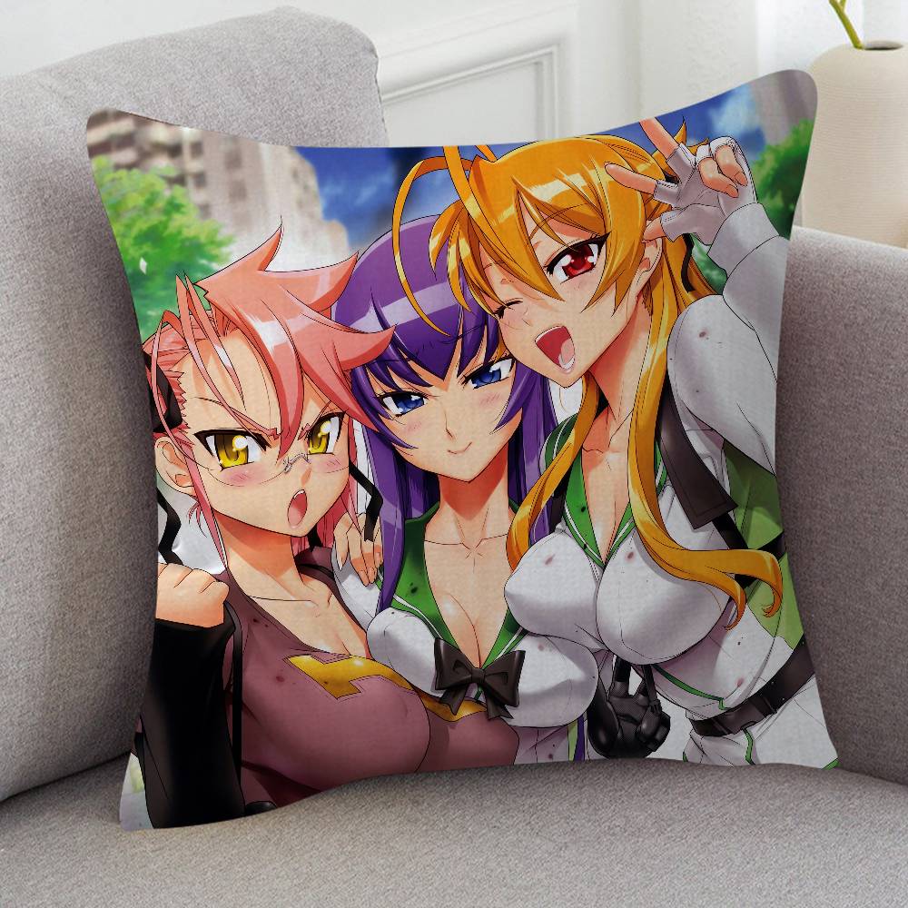 Anime HIGHSCHOOL OF THE DEAD Cute Cartoon L Game Cushion Cover Pillowcase Upholstery Sofa Throw Pillow Home Decor Pillowcas