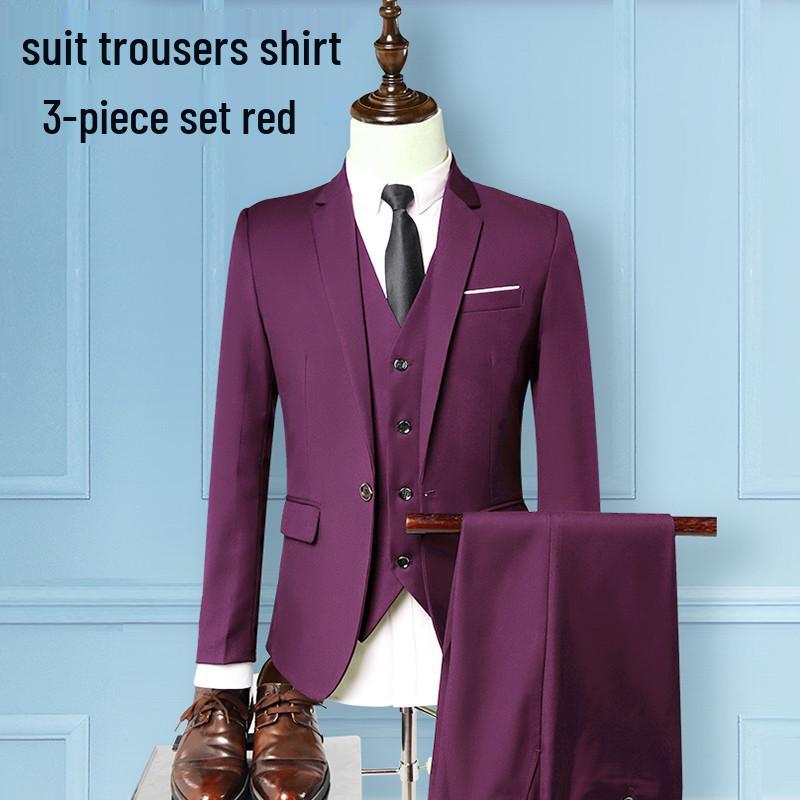 Men's Korean Style Business Suit: Three-Piece Trendy Casual Groomsmen Outfit