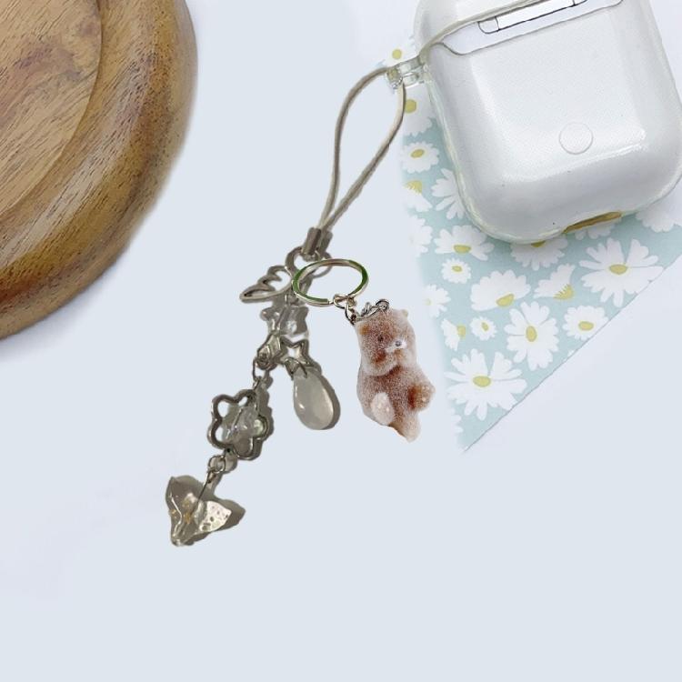 Charm Flocking Otters Pendant Multifuntional Phone Accessory Lovely Aesthetic Keychain Suitable for Woman and Girl