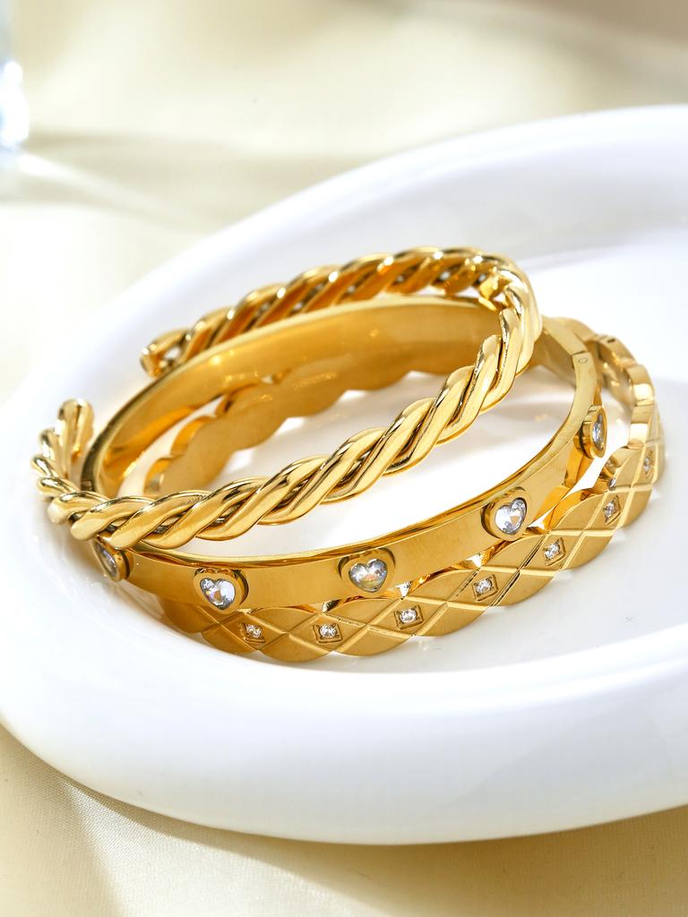 Fashion Personality Stainless Steel Diamond Lattice Bracelet Women'S Gold-Plated 18K Light Luxury Senior Sense Of Love Bracelet