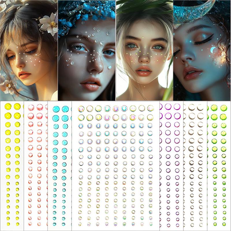 1 Sheet 162Pcs  Stickers  Jewels Stickers Self Adhesive Face Body Gem Stickers Diy Decorative Crafts