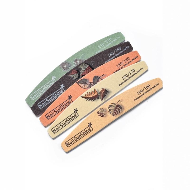 Double Sided Nail Files for Manicure and Nail Art with Half Moon Shape Emery Boards for Smooth Filing Polishing
