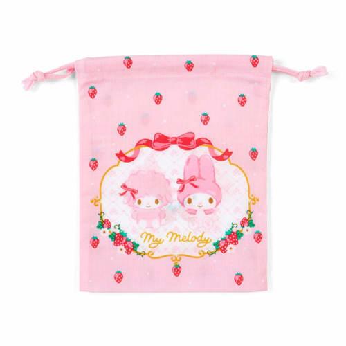 Sanrio My Melody Gusseted Drawstring Bag S (Strawberry) 733938
