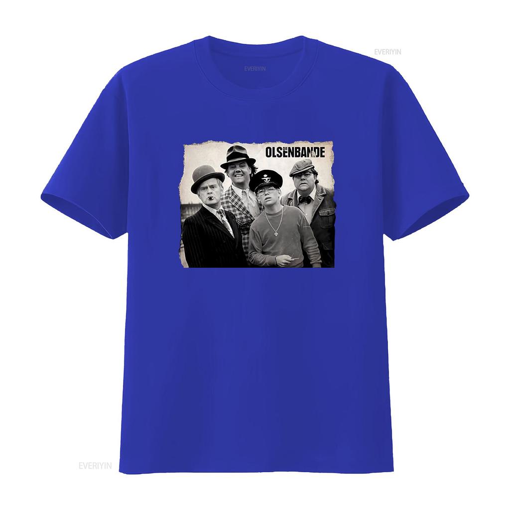 Classic Olsenbande Egon Benny Kjeld Børge Yvonne Black T Shirt 552 Retro Movie Gang Style Cotton Fashionable Print for Fans