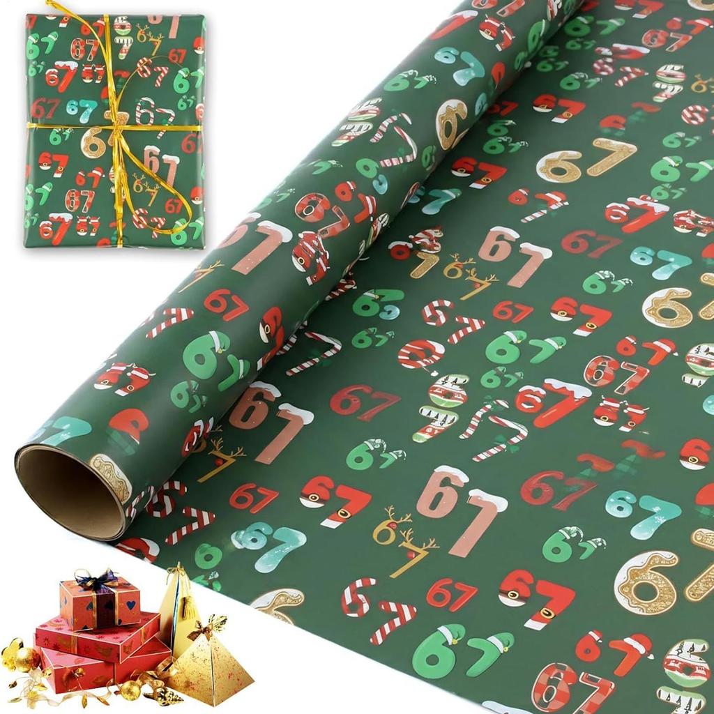 Christmas Wrapping Paper Roll Festive Gift Wrap Paper for Holiday Gift Wrapping DIY Xmas Gift Packaging Supplies