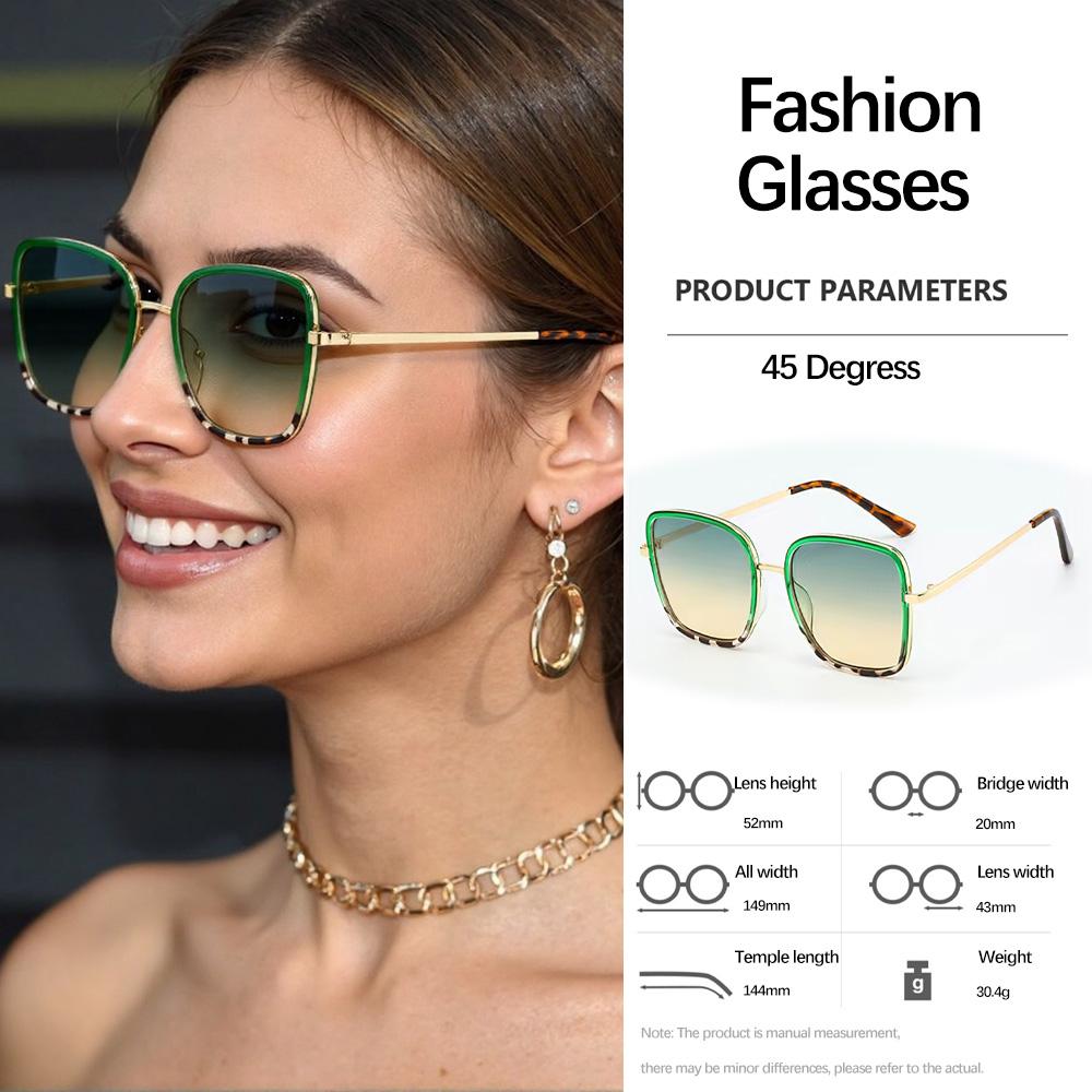 

Light Sunglasses for Women Luxury Metal Decoration Square Large Frame Glasses for Daily Styling Men Fashion Sunglasses Women