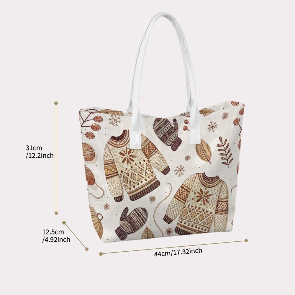 Winter Cozy Themed All Over Print Shoulder Tote Bag for Daily Use