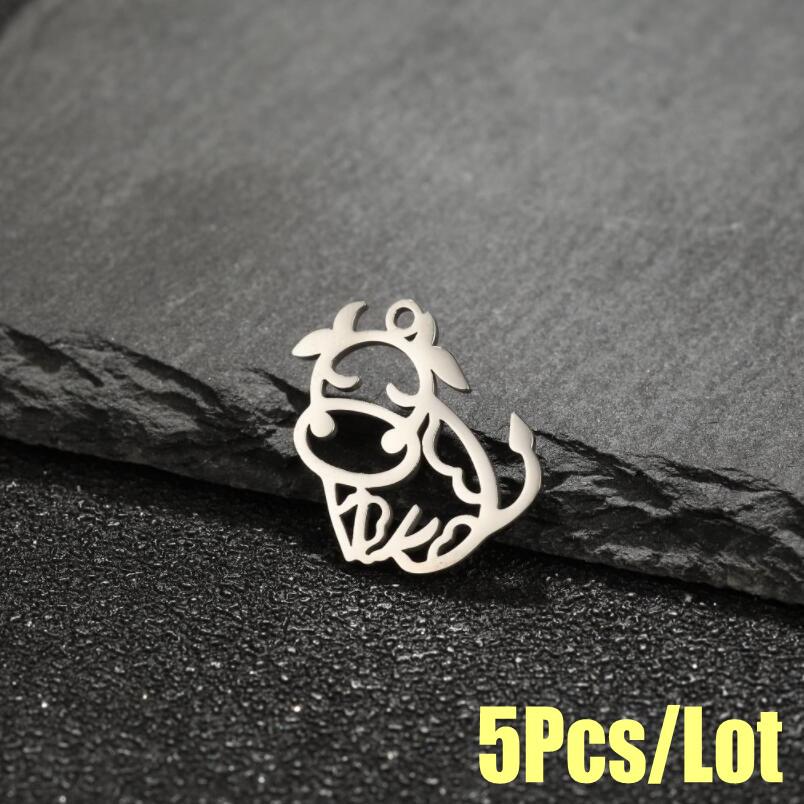 5pcs Personalized Stainless Steel Zodiac Water Buffalo Pendant DIY Jewelry Accessories
