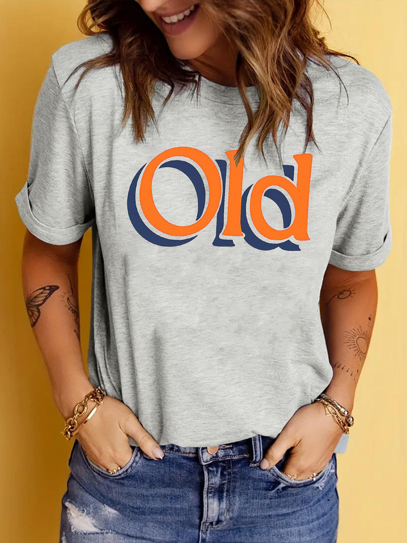 

Women S Casual Round-Neck T-Shirt with Stylish Letter Print for Spring and Summer 4XL світло-сірого кольору