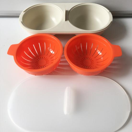 Double-layer Microwave Mini Egg Poacher Steamer Breakfast Cooker Boiler Cup