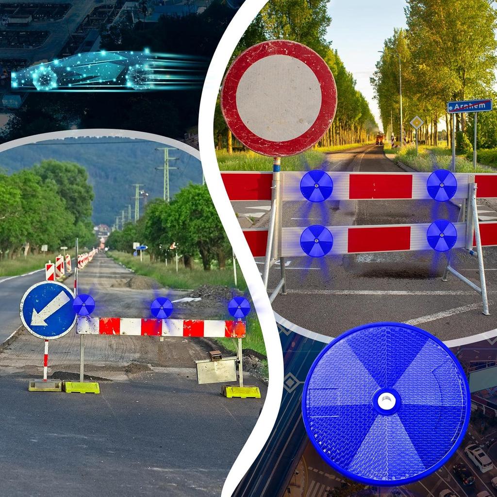 CHENGU 20 Pcs Front Reflector 3 Inch Round Safety Trailer Reflectors With Screws For Fence Gate Posts Mailboxes(Blue)