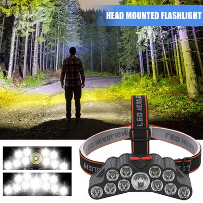 18000 Lumen helle Stirnlampe mit 11 LEDs, wasserdichte, am Kopf montierte Taschenlampe für die Laufjagd im Freien