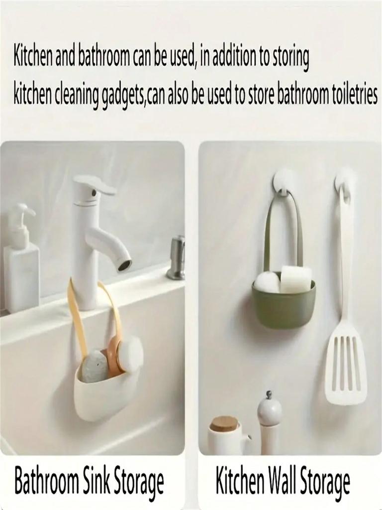 1Pcs Lightweight Plastic Kitchen Sink Storage Box with Drainage - Brush and Sponge Holder, Easy To Install, No Power Supply Required, Kitchen Sin