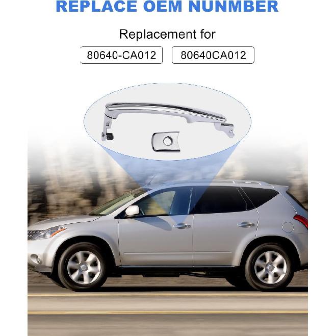 JDMON Exterior Chrome Door Handle Replacement for Infiniti Nissan FX35 FX45 2003-2008 Murano 2003-2007 Rogue 2010-2013 Rogue Select 2014-2015