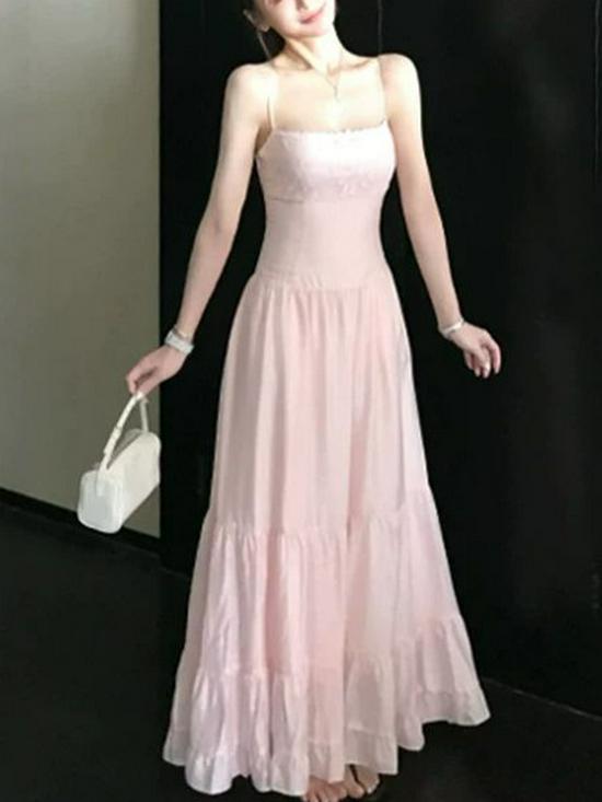 

Skk Store Tuileries Garden Fairy Tencel Acetate Spaghetti Strap Layered Dress M рожевий