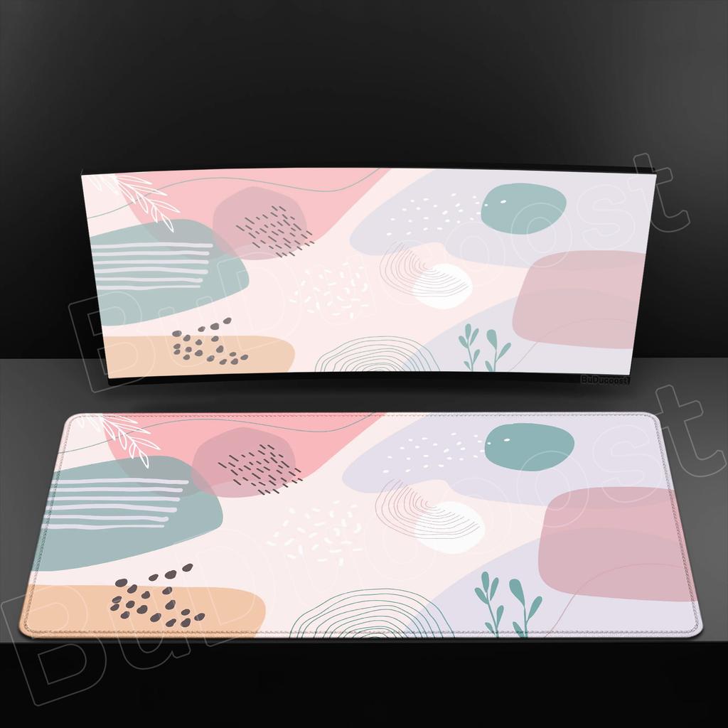 HD Printing Minimalist Desk Mat Abstract Art Design MousePad Non-Slip Rubber Base Mouse Mats for Office Laptop Modern Boho Leave