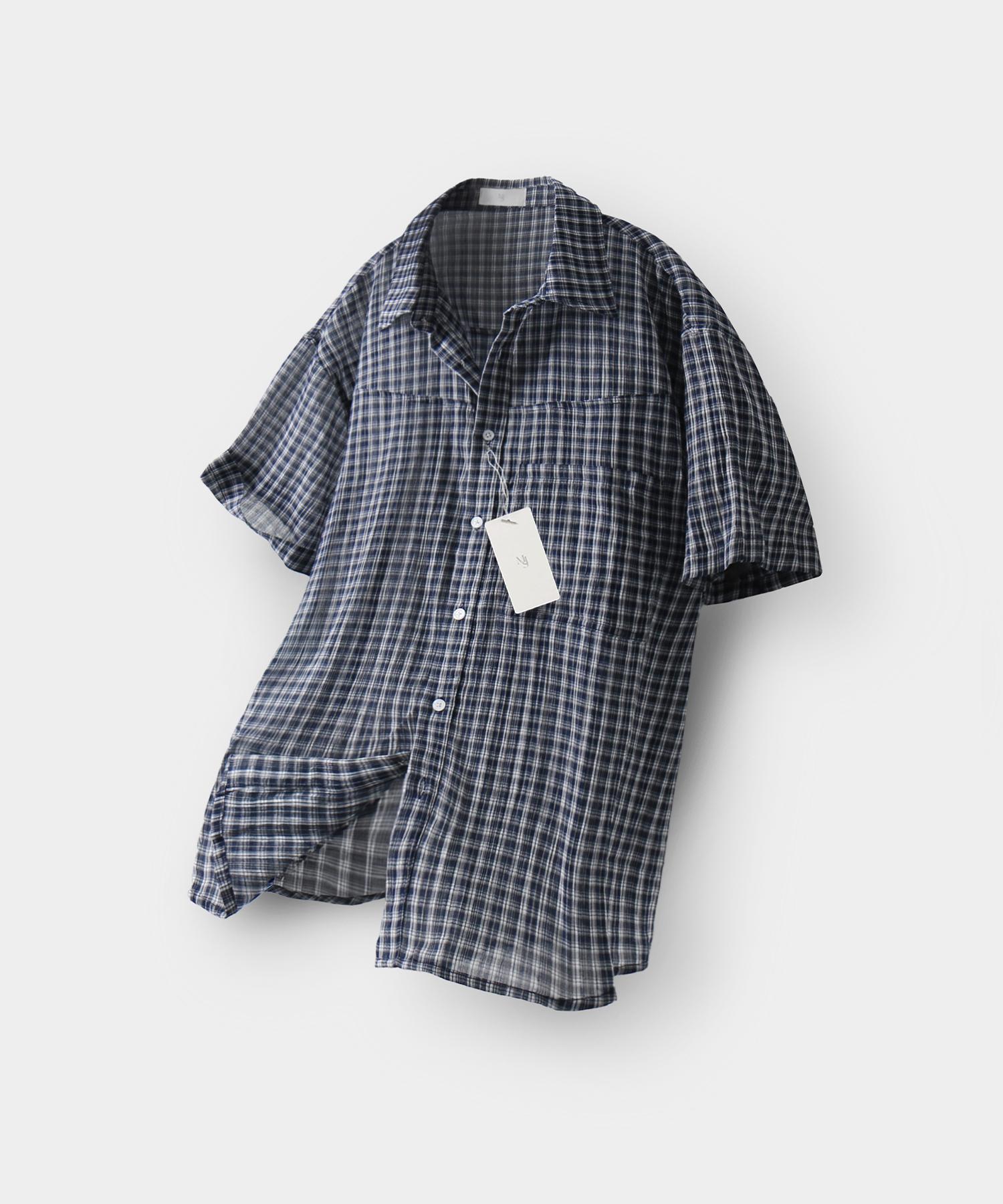 Mood Inside Pony Cool Check Half Shirt_Navy Free