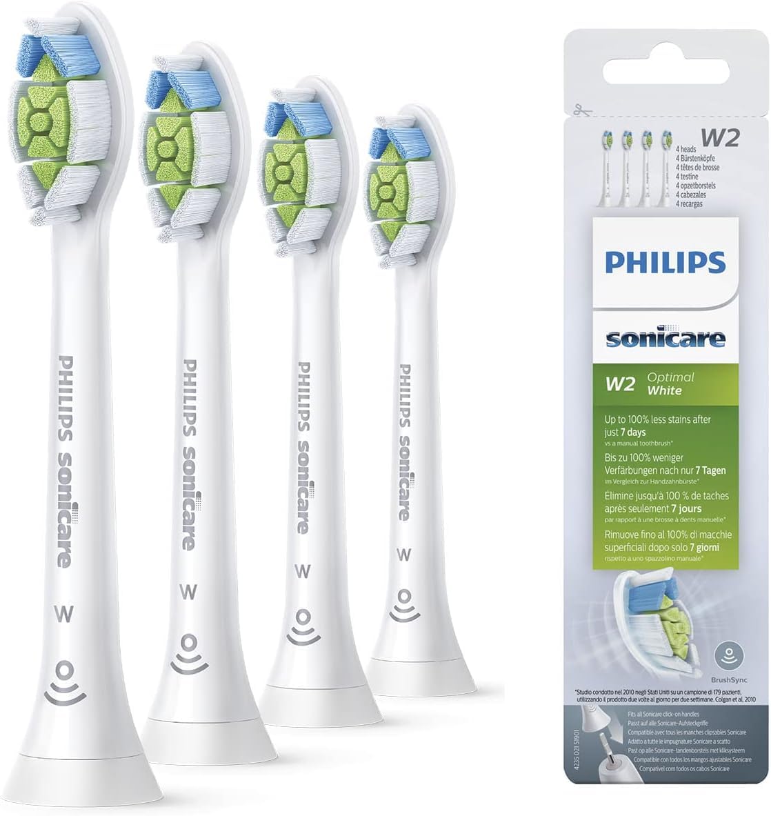 

Стандартный набор из 4 сменных щеток Sonicare White Plus Diamond (ранее Чистый) HX6064/01 [Предмет] белый