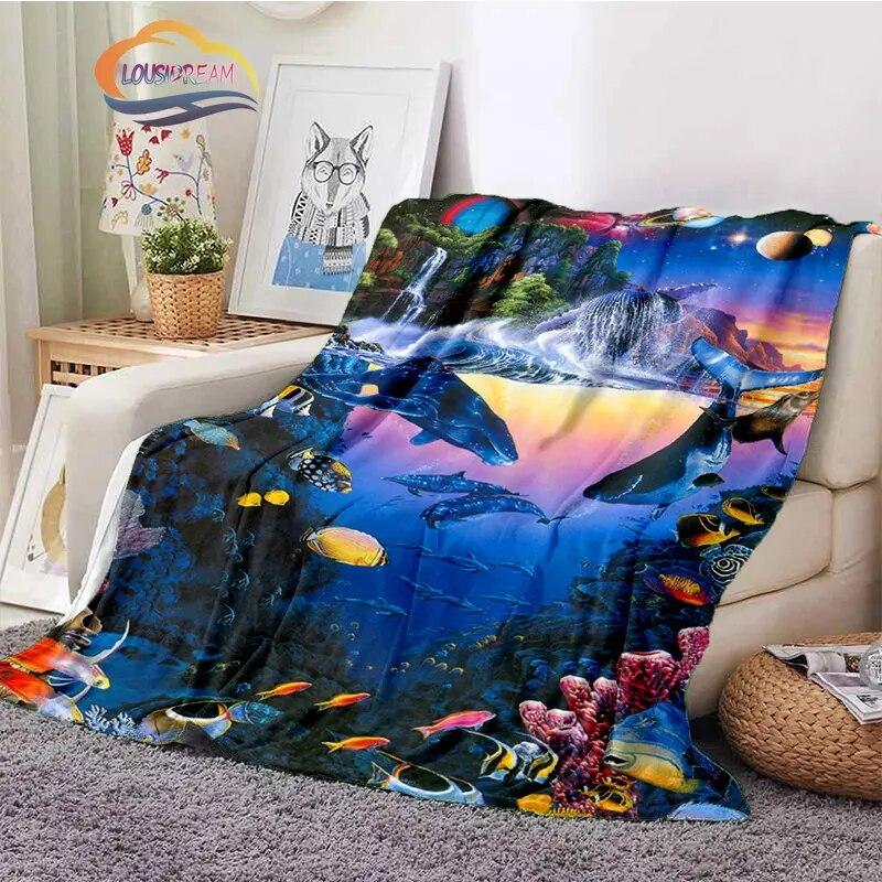 Sea Animal World Series Blanket Cute Oceanic Dolphins Super Soft Delphinids Pattern Sofa Bed Children's