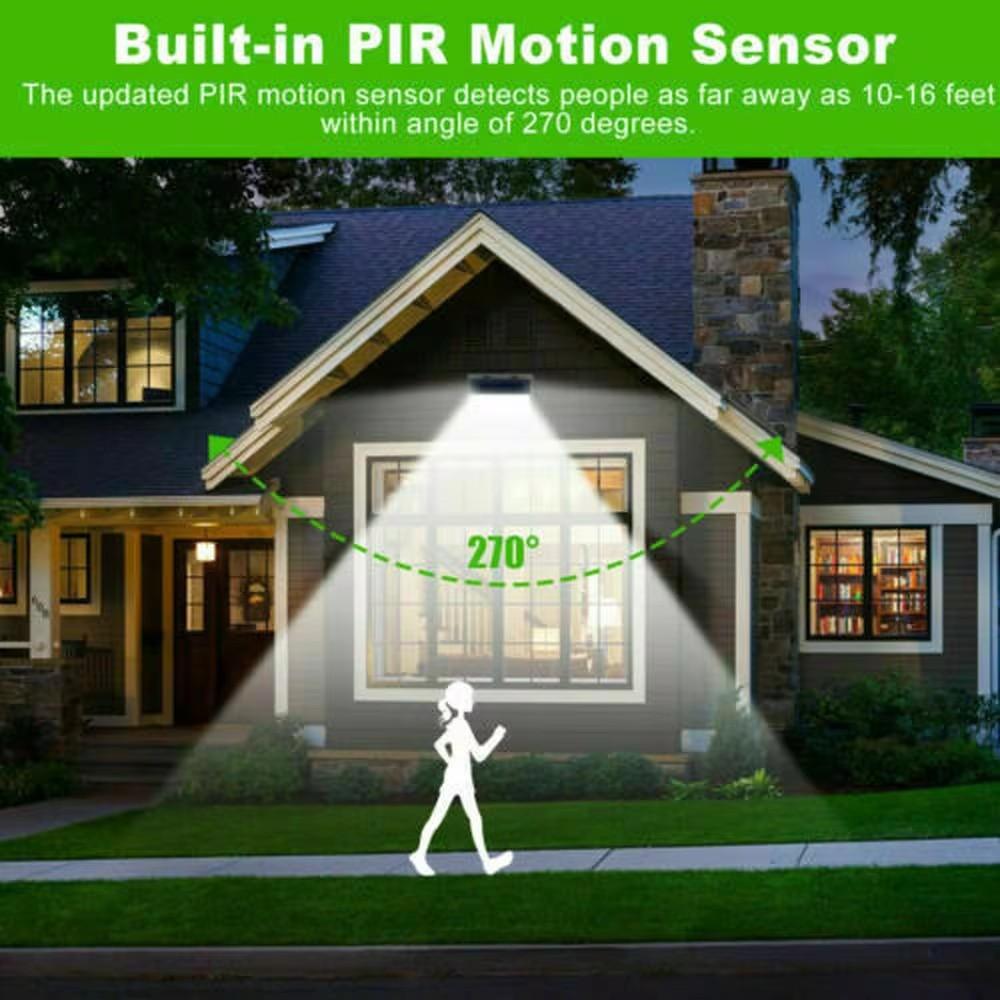 Lampada da Parete Solare con Sensore 288 LED Decorazione Giardino Cortile Casa Luce Prato Luce Solare Esterna con Sensore di Movimento