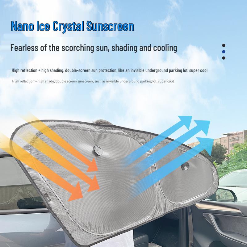 Tesla Model 3/Y Sunshade with Suction Cup - Ice Crystal Opaque Side Window Protection