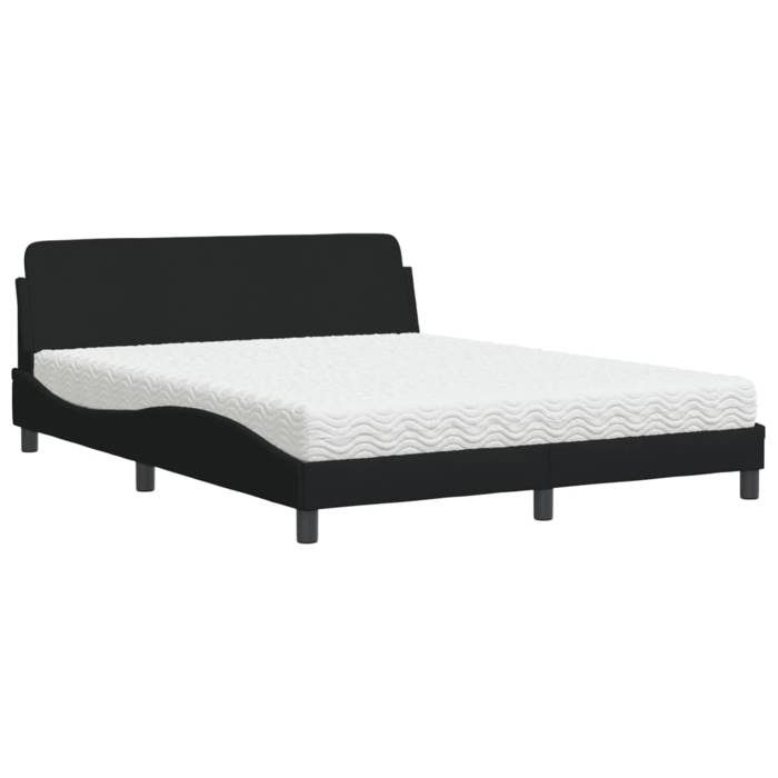 VidaXL Bed with Mattress Black 160x200 Cm Fabric 3208426