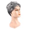 Synthetic Short Male Wig Cosplay Halloween Grey Mixed Black Hair Ombre Wig for Men Wigs with Bangs Cool Hairstyle Heat Resistant