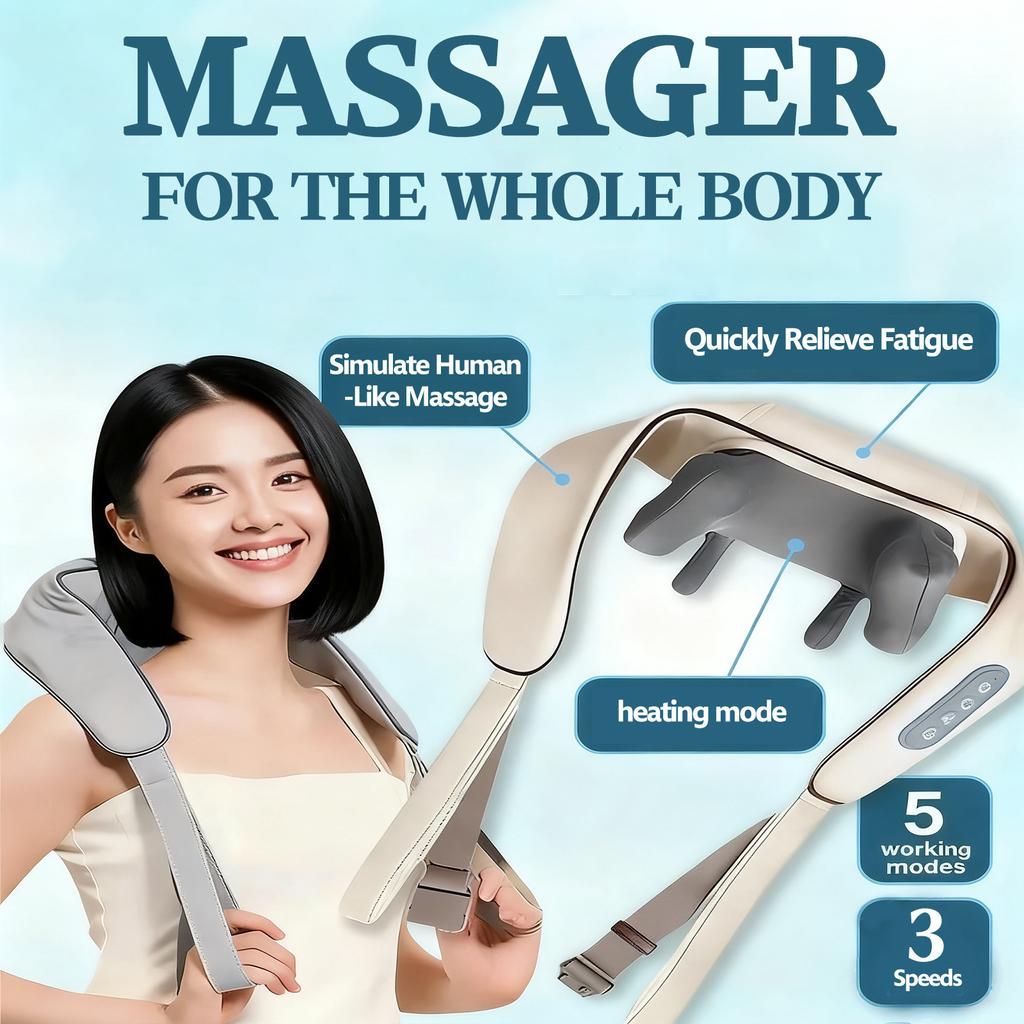 Elektrische Nekmassager 3 Modi 5 Snelheden Draadloos Rug Nek Schouder Kussen Cervicale Wervelkolom Spierontspannende Massager Verwarming Fysiotherapie Pijnverlichting