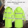 Rain Jacket High Visibility Workwears Safety Concealed Hood Fluorescent Flashing Hooded Long Length Waterproof Work Coat