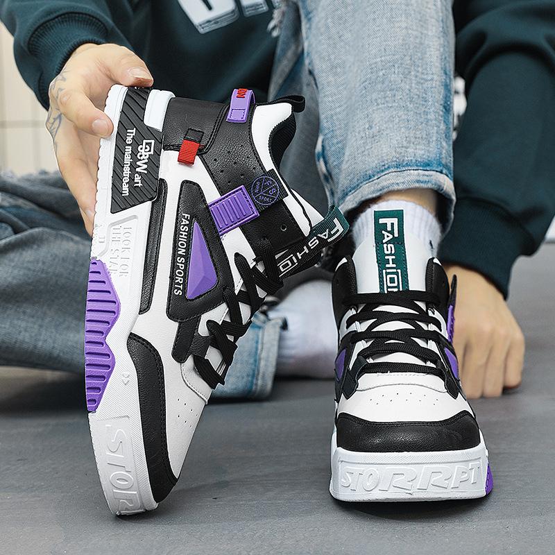 High-Top Autumn And Winter Board Shoes Guochao Comfortable Youth Sports Board Shoes Color Matching Fashion Trend Fried Street Men