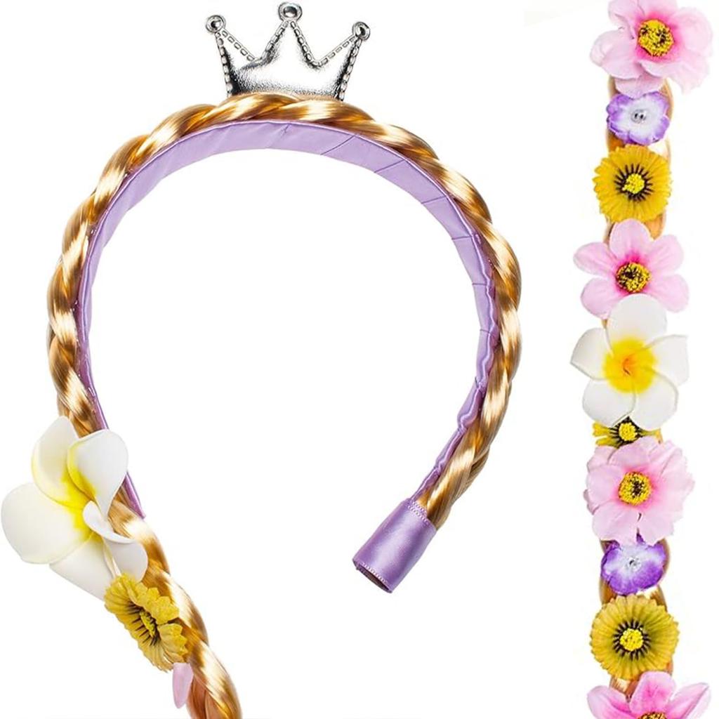 BOJIDO Rapunzel Stirnband Perücke, Prinzessinnen Haaraccessoire für Kinder, Geflochtenes Haarteil, Blondes Haar, Cosplay, Geburtstags-Requisite, Halloween, Weihnachten, Für Mädchen