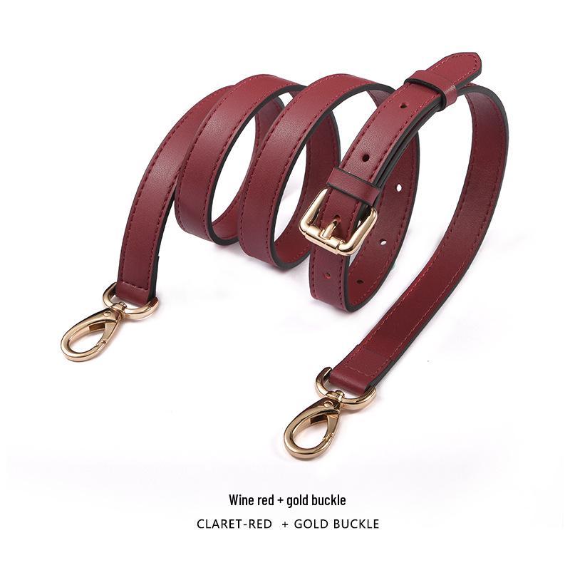 Adjustable Genuine Leather Crossbody Bag Strap - Thin Plain Weave for Women