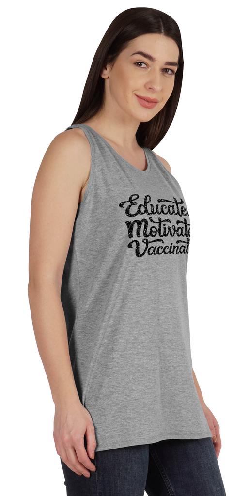 Inkmeso Educated Motivated Vaccinated Pro-Vaccine Womens Tank Tops Casual