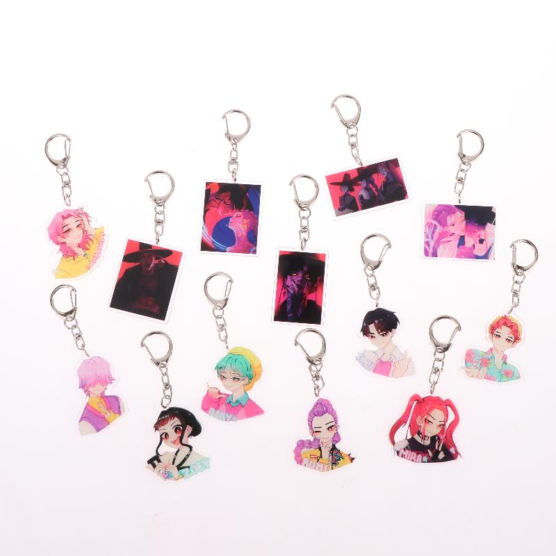 Kpop Demon Hunters Huntrix Saja Boys Keychains For Accessories Jewelry Rumi Zoey Jinu Mira Sold My Soul Keyrings Fans Gifts