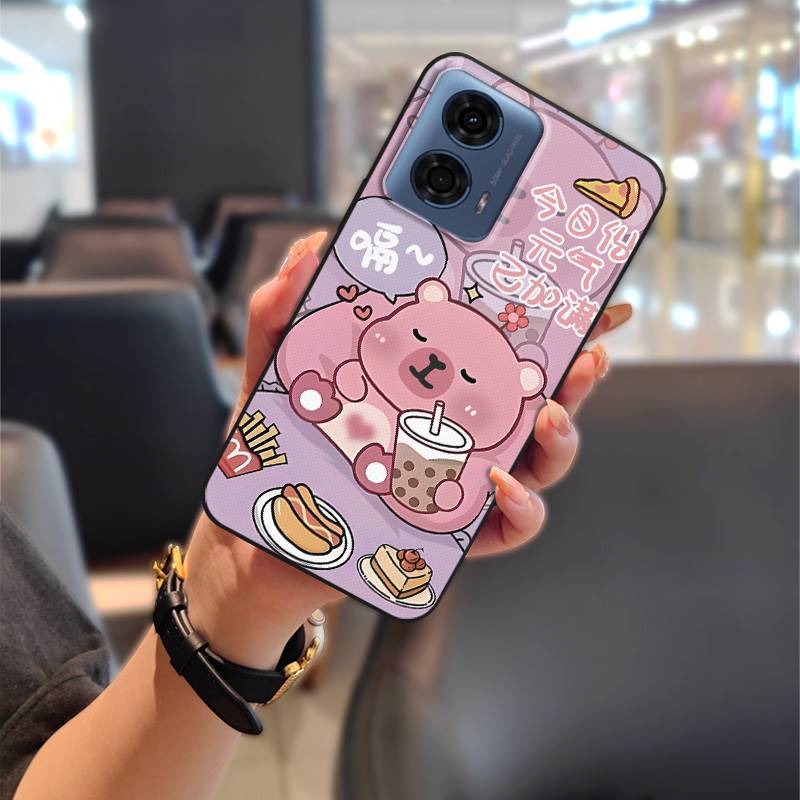 Phone Pouch Couple Phone Case For MOTO G24 Power TPU Soft Case Shockproof Durable Waterproof Cartoon Cute Protective