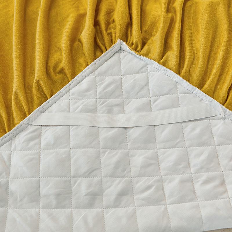 Luxuriöse Tagesdecke aus goldgelbem Kristallsamt mit Spitzenrüschen, gesteppter Bettrock mit Stickerei, Matratzenbezug, Bettlaken, Kissenbezüge