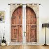 Door Stone and Brick Vintage Window Curtain Drapes Home Decor Living Room Spaces Curtains Kids Room Cortinas Wooden Brown For Kitchen Spaces Bedroom