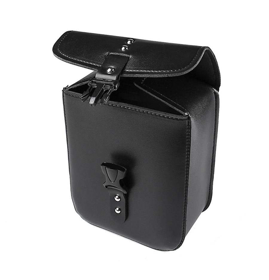 1 X Black Universal PU Leather Motorcycle ATV Side Storage Saddle Bag With Strap