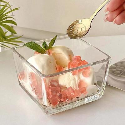 Japanese Glass Gold-Trimmed Small Bowl for Ice Cream & Snacks
