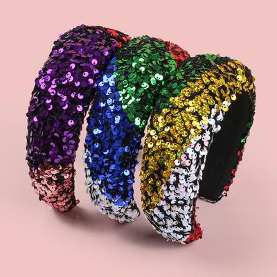 Mode Schwammgepolstertes Haarband 2 Zoll Breit Stirnband Glitzernde Pailletten Stirnbänder Erwachsene Haarschmuck Accessoires für Frauen Mädchen