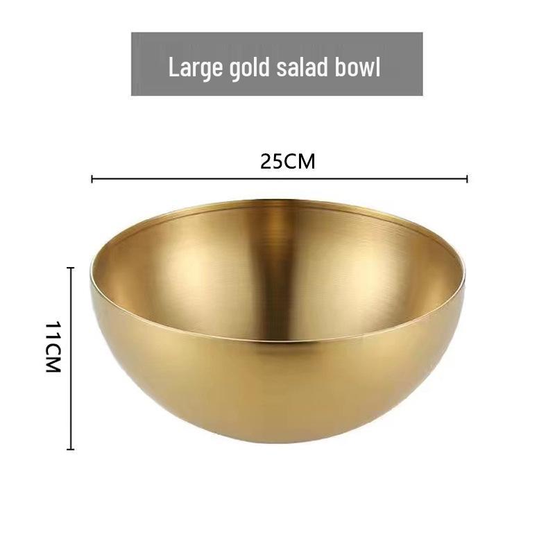 Korean Style Large Stainless Steel Bowl for Salads, Soups, Noodles, BBQ, and Bibimbap Cooking