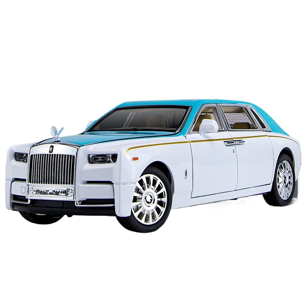 

1/24 Rolls Royce Phantom Luxury Business Car Alloy Model, Cool Sound and Light, Door Opening in Many Places, Exquisite Desktop Ornaments білий/синій