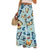 Women's Loose Casual Floral Print Wide Leg Pants With Elastic Waist Drawstring And Pocket Pants