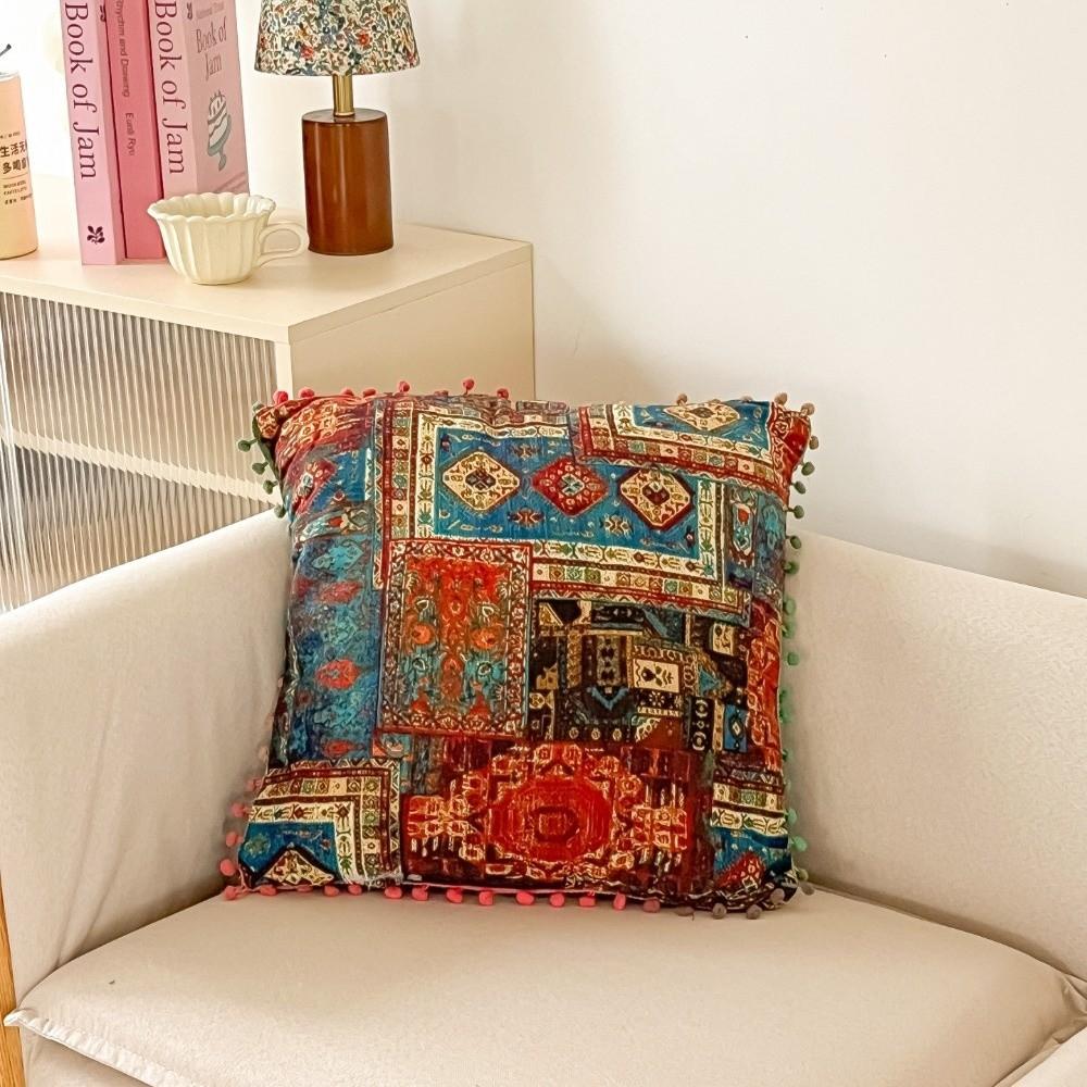 Retro Bohemian Pillow Cushion Super Soft with Tassel Sofa Cushion Wear-resistant Comfortable Decorative Cushion Gift Giving