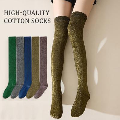 1 Paar Overknee-Socken Einfarbig Glitzer-Socken Atmungsaktiv Bequem Elastisch Einfarbig